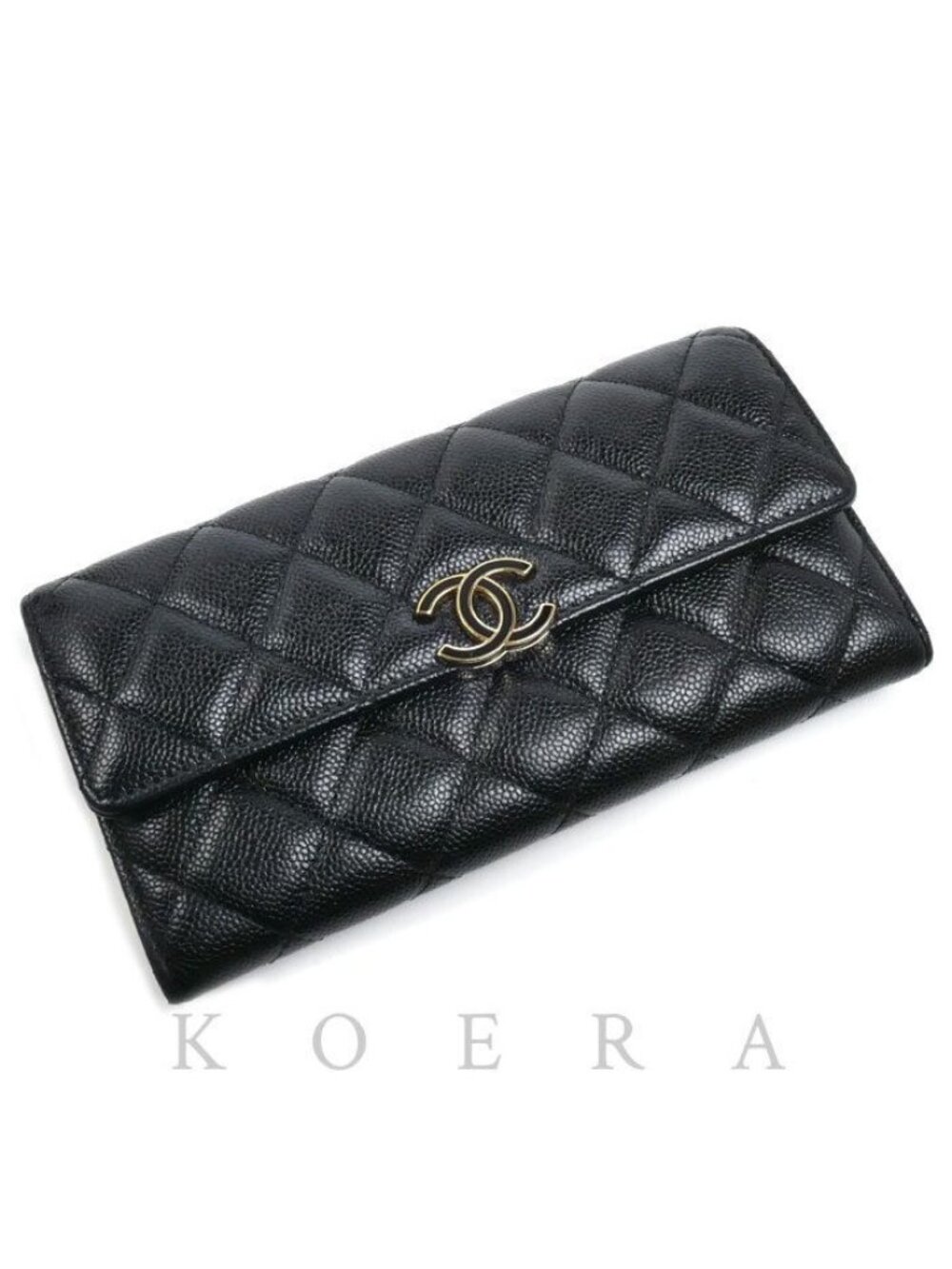 Chanel Quilted Long Flap Wallet Black